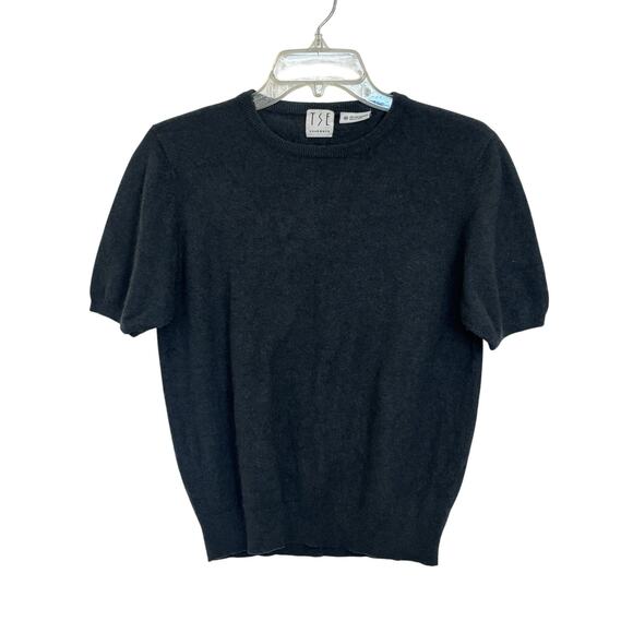 TSE Cashmere Short Sleeve Sweater Size Medium Preppy Cozy Classic Pullover - Picture 1 of 5